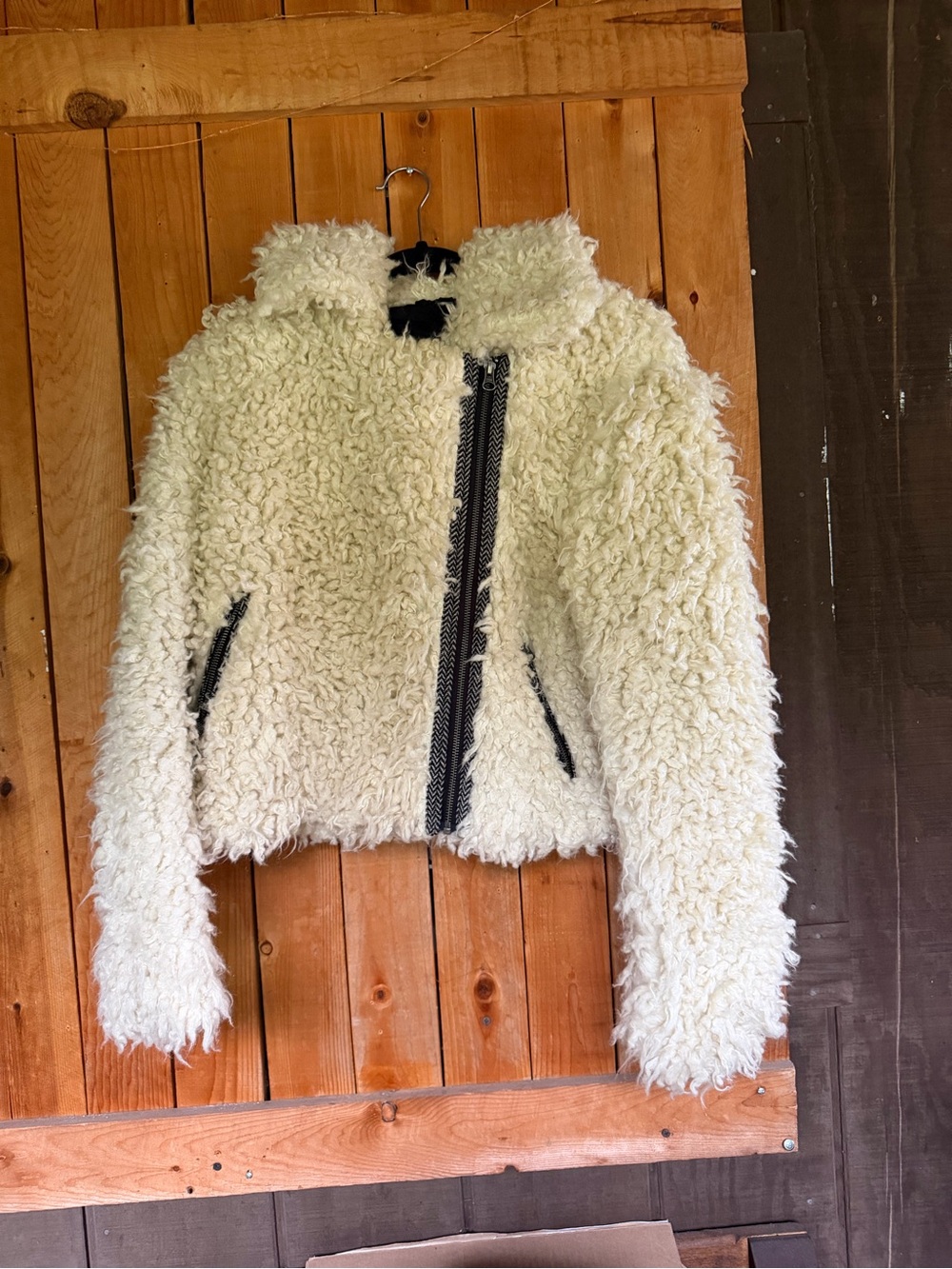 Free People Ivory Sherpa Moto Jacket